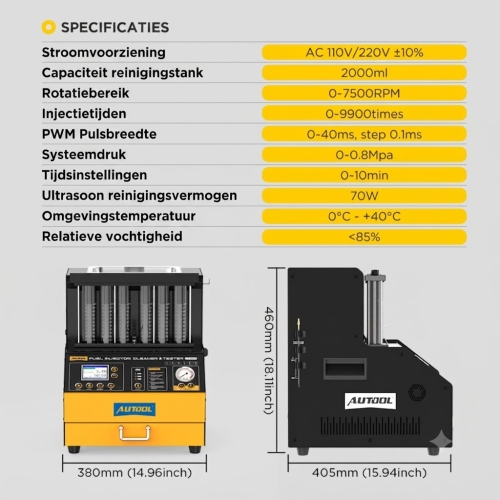 AUTOOL CT500 - Industriële GDI/EFI/FSI injectorreiniger en tester
