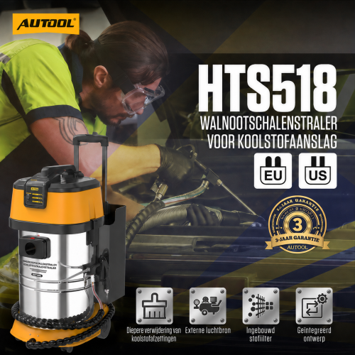 AUTOOL HTS518 Straalmachine voor kleppenreiniging met walnootschaalgranulaat
