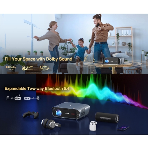 A9G FULL HD/4K LED-projector, WiFi 6 HDR10 ANDROID LED-tv met Dolby Audio-geluid