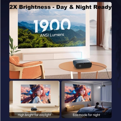 A9G FULL HD/4K LED-projector, WiFi 6 HDR10 ANDROID LED-tv met Dolby Audio-geluid