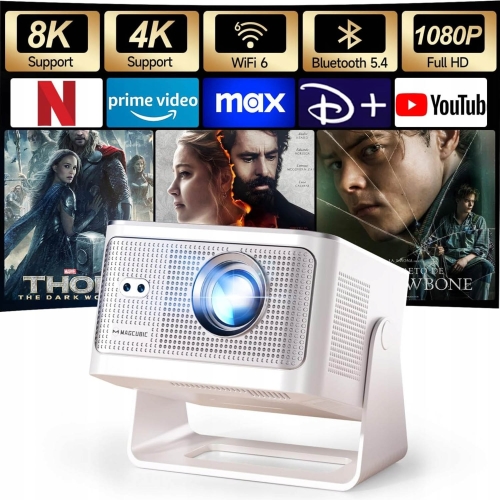 HY350MAX Full HD/4K-projector, WiFi 6 HDR10 Android LED-tv met WiFi-luidspreker