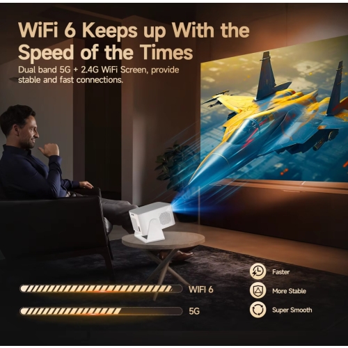 HY350MAX Full HD/4K-projector, WiFi 6 HDR10 Android LED-tv met WiFi-luidspreker