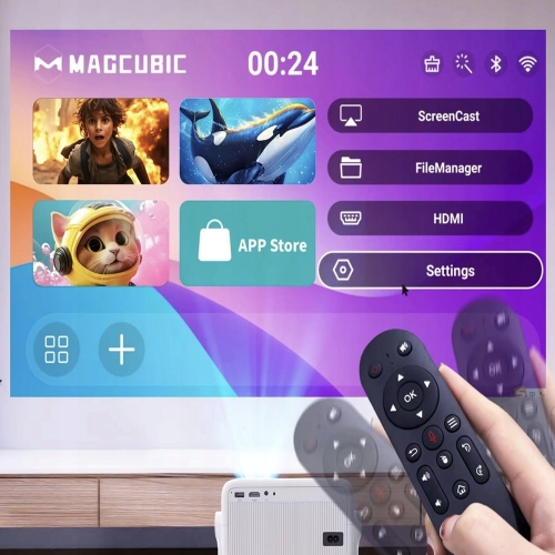 HY350MAX Full HD/4K-projector, WiFi 6 HDR10 Android LED-tv met WiFi-luidspreker