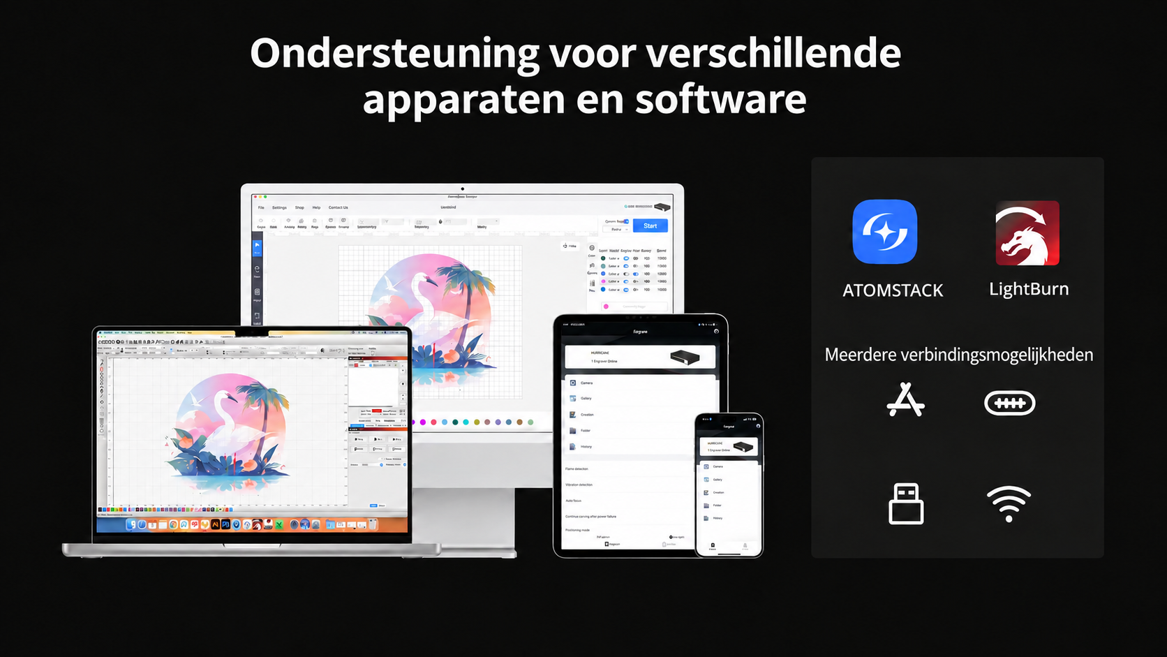 AtomStack Studio, LightBurn en Wi-Fi